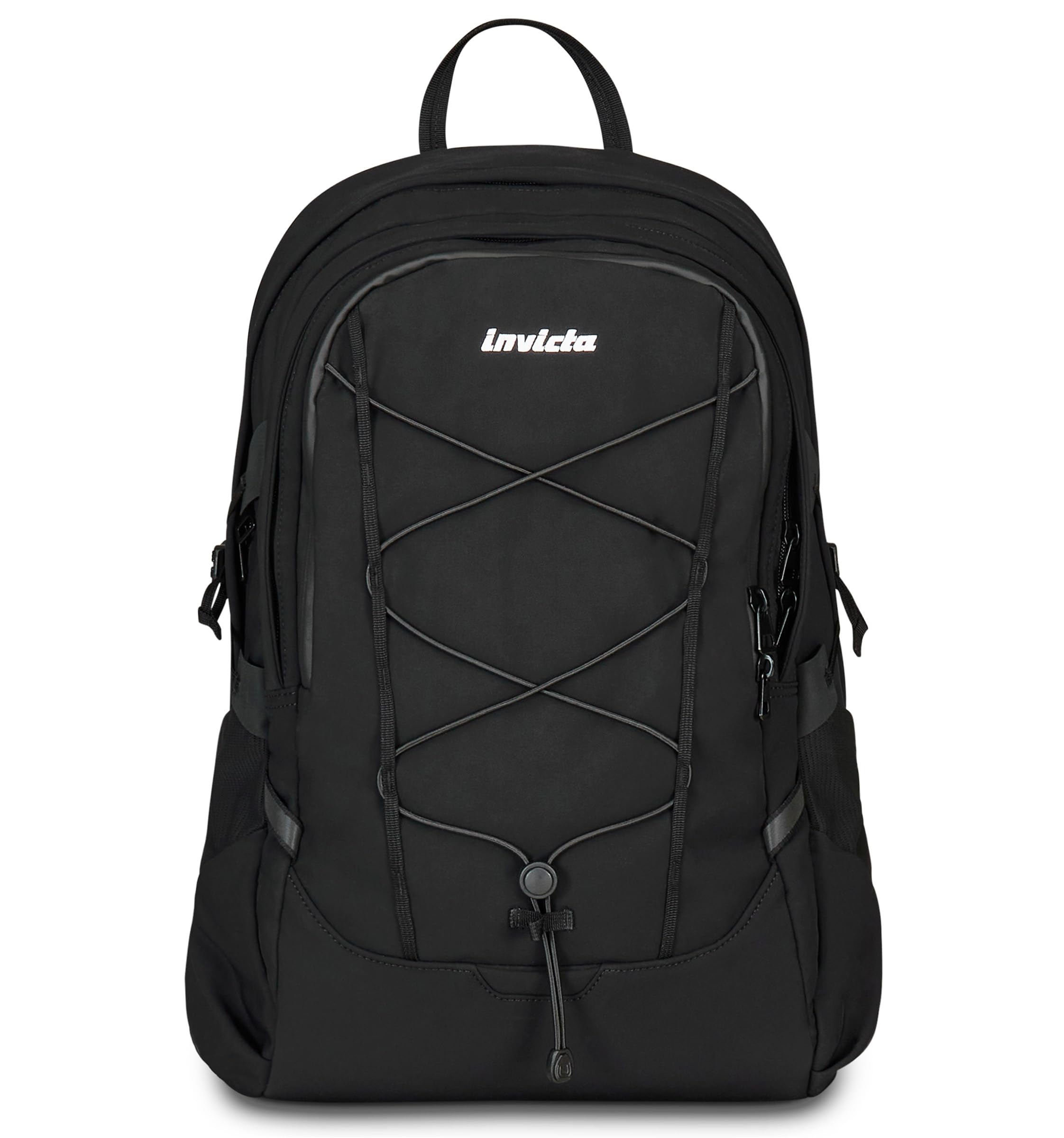 Invicta Zaino Lavoro Act Plus, Nero, Doppio Scomparto Con Tasca PC 14", Tasca Borraccia e Fondo Rinforzato, Zaino Capiente e Versatile da 29 L Per Ufficio e Università, Per Uomo e Donna