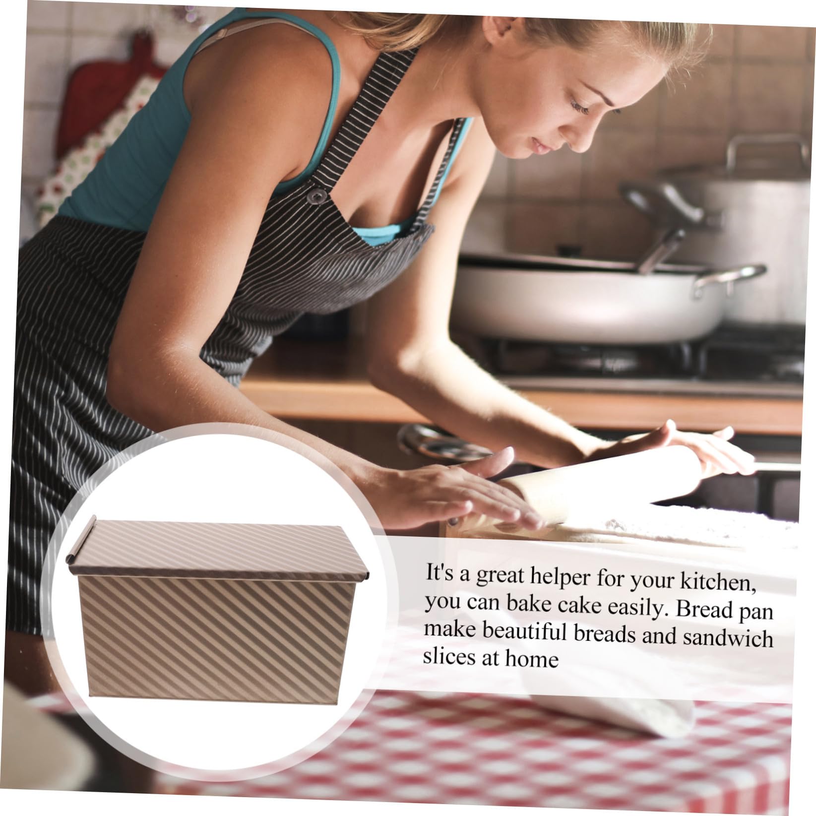 Molde De Pan Para Hornear De Acero Al Carbono Con Tapa Utensilio De Cocina Antiadherente Para Pan De Molde Para Panadería y Uso Doméstico