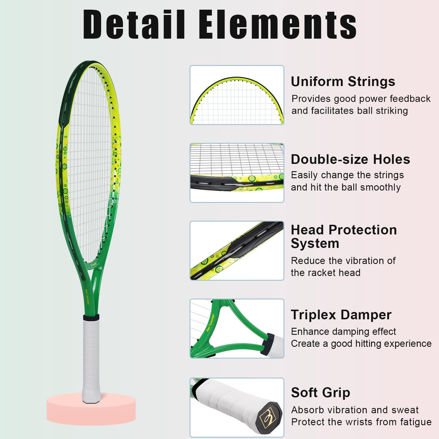 bo'weiqi 17"-25" Kids Tennis Racket for Aged 2-12 Lightweight Youth Tennis Racquet for Girls and Boys Outdoor/Indoor Sports with 1 Non-Slip Grip and 1 Shoulder Strap Bag Easy Carry