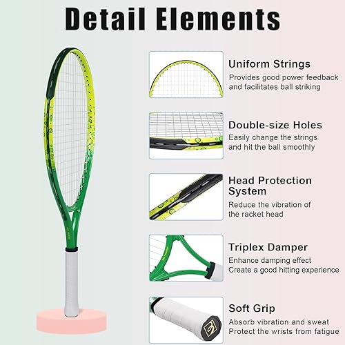 Miniatura 4 de bo'weiqi Raqueta de tenis para niños de 17"-25" para edades de 2-12 años, raqueta de tenis juvenil ligera para niñas y niños, deportes al aire