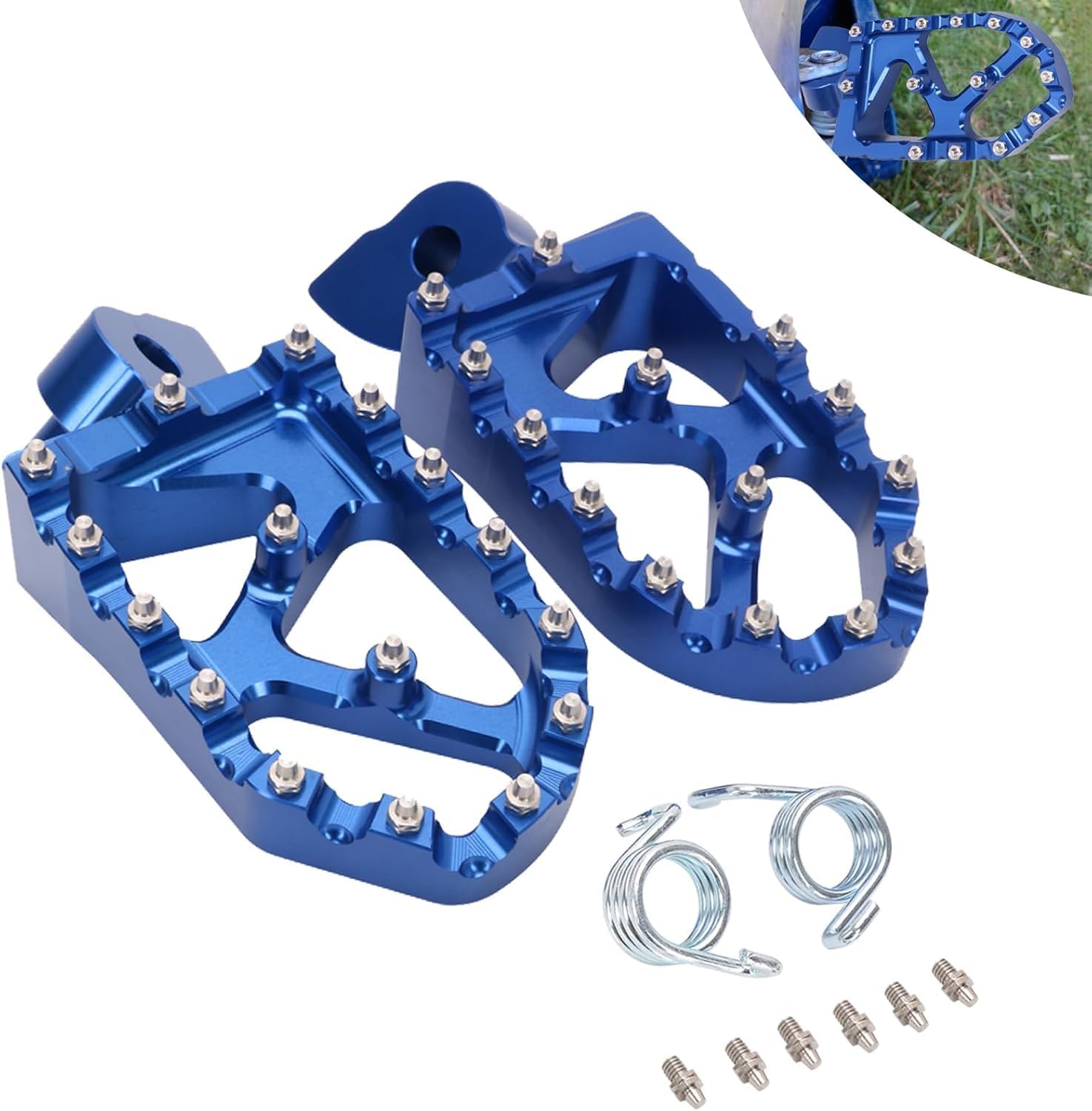JFG RACING Dirt Bike Foot Pegs,Lengthen Dirtbike Footpegs CNC for YZ65 18-23/YZ85 02-23/ YZ125 97-23/YZ250 98-23/YZ250F WR250F 01-23/YZ450F WR450F 03-23/YZ125X 17-23/YZ250X YZ250FX YZ450FX WR426F-Blue