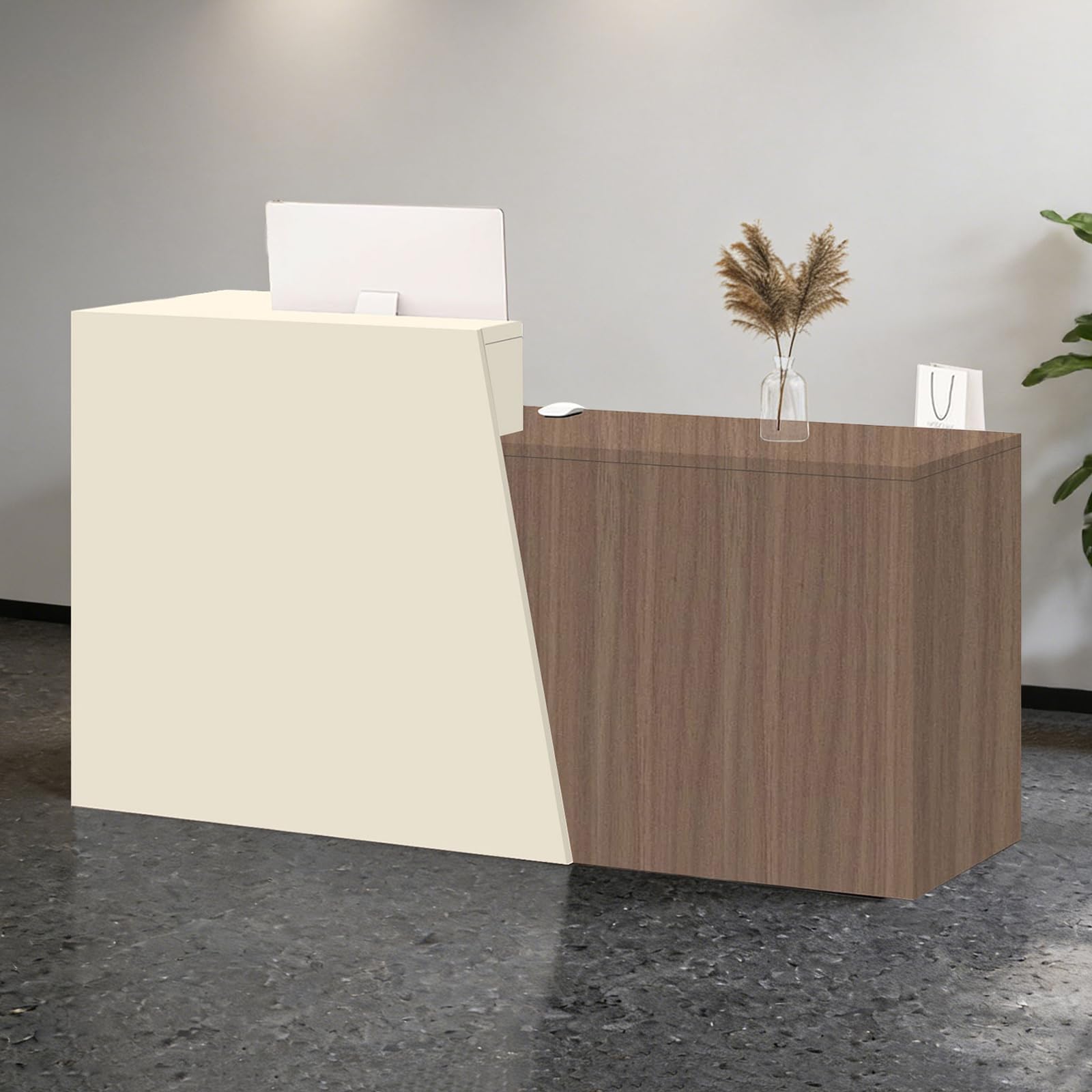 Escritorio moderno de madera con Der Sto, mostrador de chut para venta al por menor, salón, hotel, oficina, esquina derecha, 180 x 42 x 100 cm