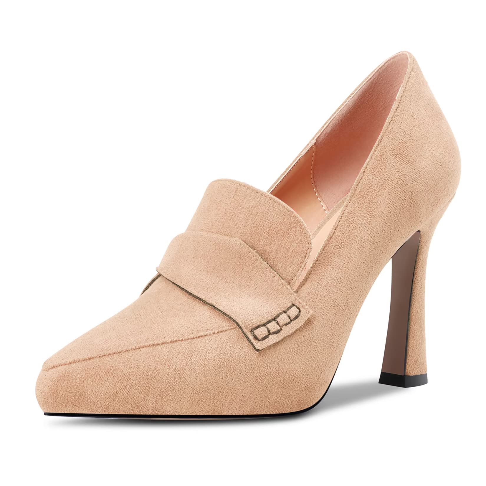 Castamere Mujer Aguja Alto High Heel Cerrado el Dedo del pie Puntiaguada Punta Pumps Slip-on Oficina Fiesta Clear Cute Zapatos 10 CM Heels