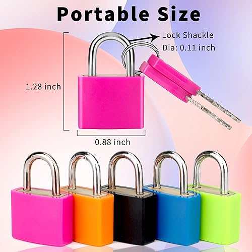 Miniatura 2 de 5 cerraduras de maleta con llaves de cobre para proteger tus pertenencias con el juego de 5 mini candados de Febwind multicolores duraderos para