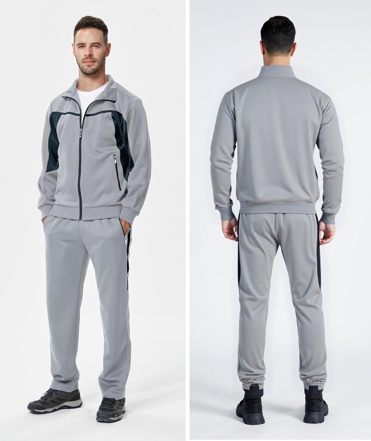 Little Beauty Men's Tracksuits Casual Sweat Track Suits Full Zip 2 Pieces Sweatsuits Long Sleeve Jogging Workout Sports Set - Image 4