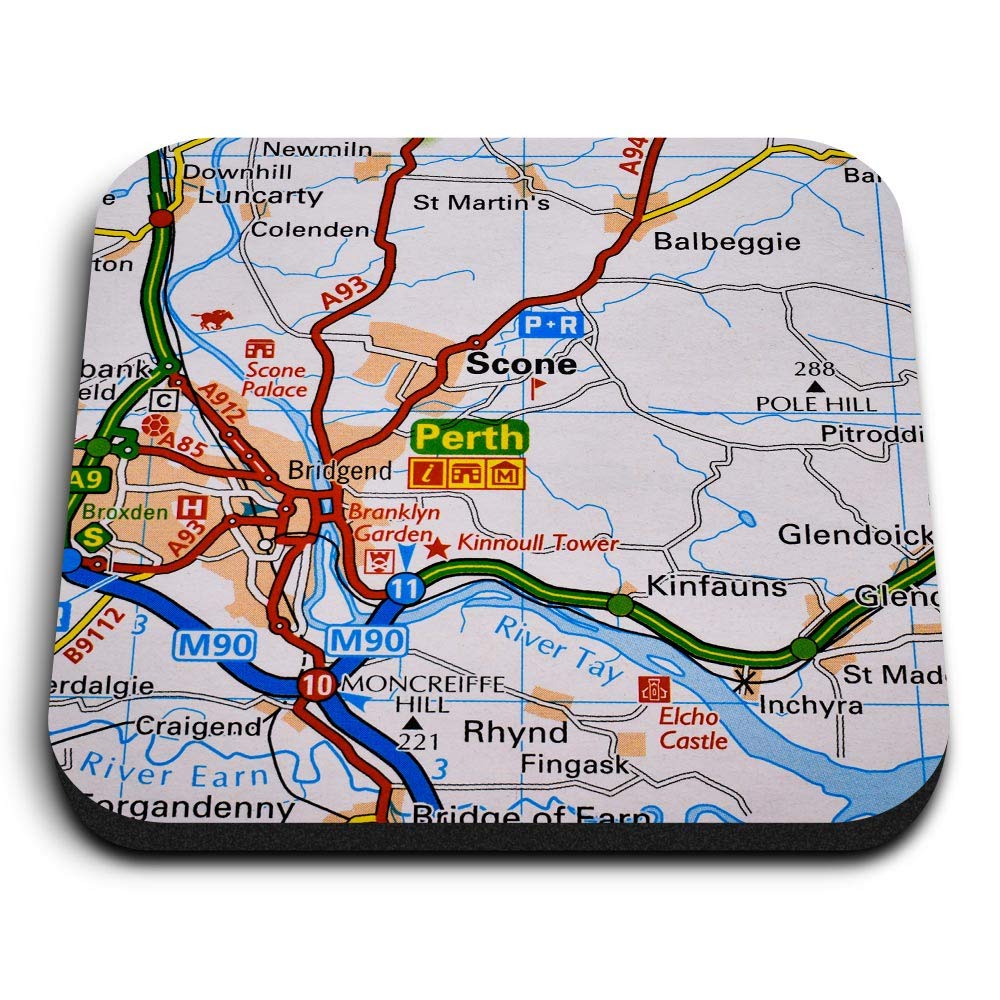 Destination Vinyl Ltd Multicolor 1 X Square Mdf Fridge Magnet - Perth Scotland City Travel Uk Gb Map 46020