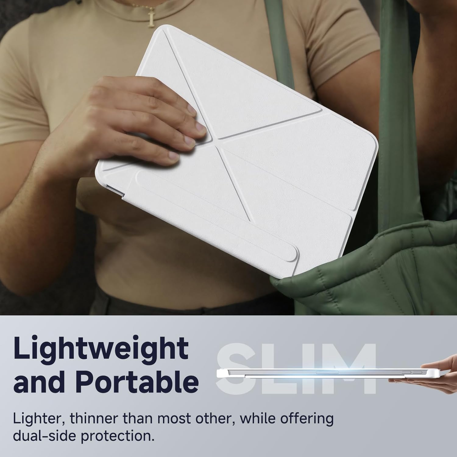 Magnetic Cover for iPad Air 11-inch (M3/M2, 5th/4th Gen) & iPad Pro 11-inch (2022/2021/2020), Stain-Resistant Slim Folio with Portrait/Landscape Stand, 4 Adjustable Angles, Cover Auto Wake/Sleep,White - Image 9