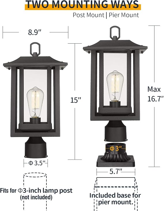 Beionxii Outdoor Post Light, Outdoor Wall Light - Bundle Set