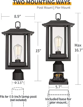 Beionxii Outdoor Post Light, Outdoor Wall Light - Bundle Set