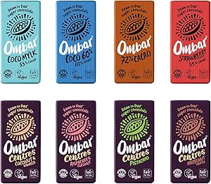 Vegan Chocolate - Ombar Variety Selection Pack (35 grams x 8 Bars) Organic Fair Trade, Dairy and Gluten Free Chocolate