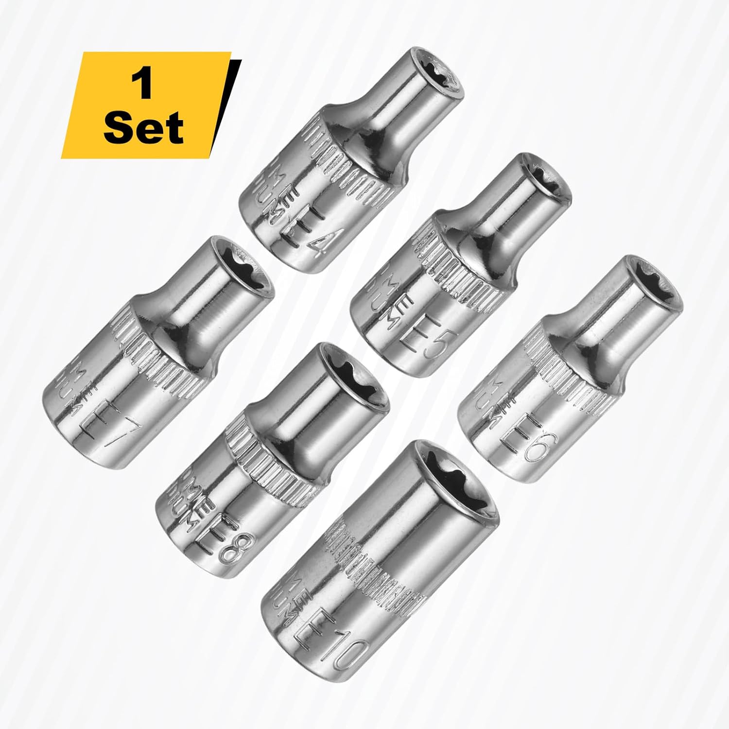 HARFINGTON 6pcs 1/4" Drive E4-E10 External Torx Deep Socket Set for Auto Repairs & DIY
