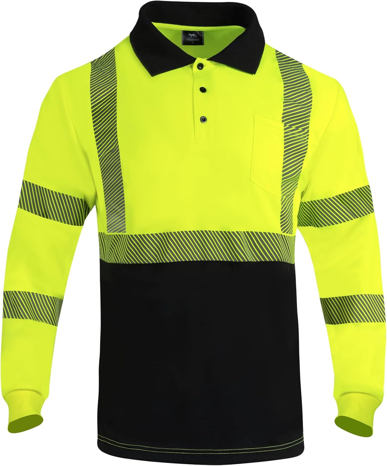 VENDACE Hi Vis Safety Reflective Long Sleeve Polo Shirts for Men ANSI Class 3 High Visibility Construction Work T Shirts - Image 2