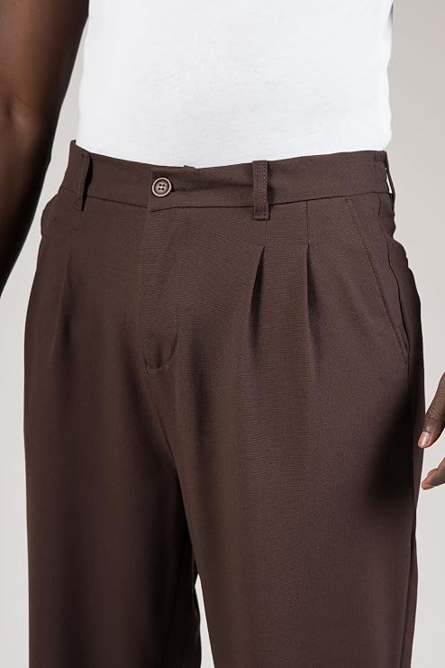 Çift Pileli Arka Beli Lastikli Geniş Paça Baggy Yazlık Kumaş Pantolon