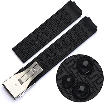 for Tissot T-Touch T013 T047 20mm Soft Silicone Rubber Watch Band Black Orange Sport Waterproof Watch Strap T091 T013420A (Color : Black-No Buckle, Size : 20mm)