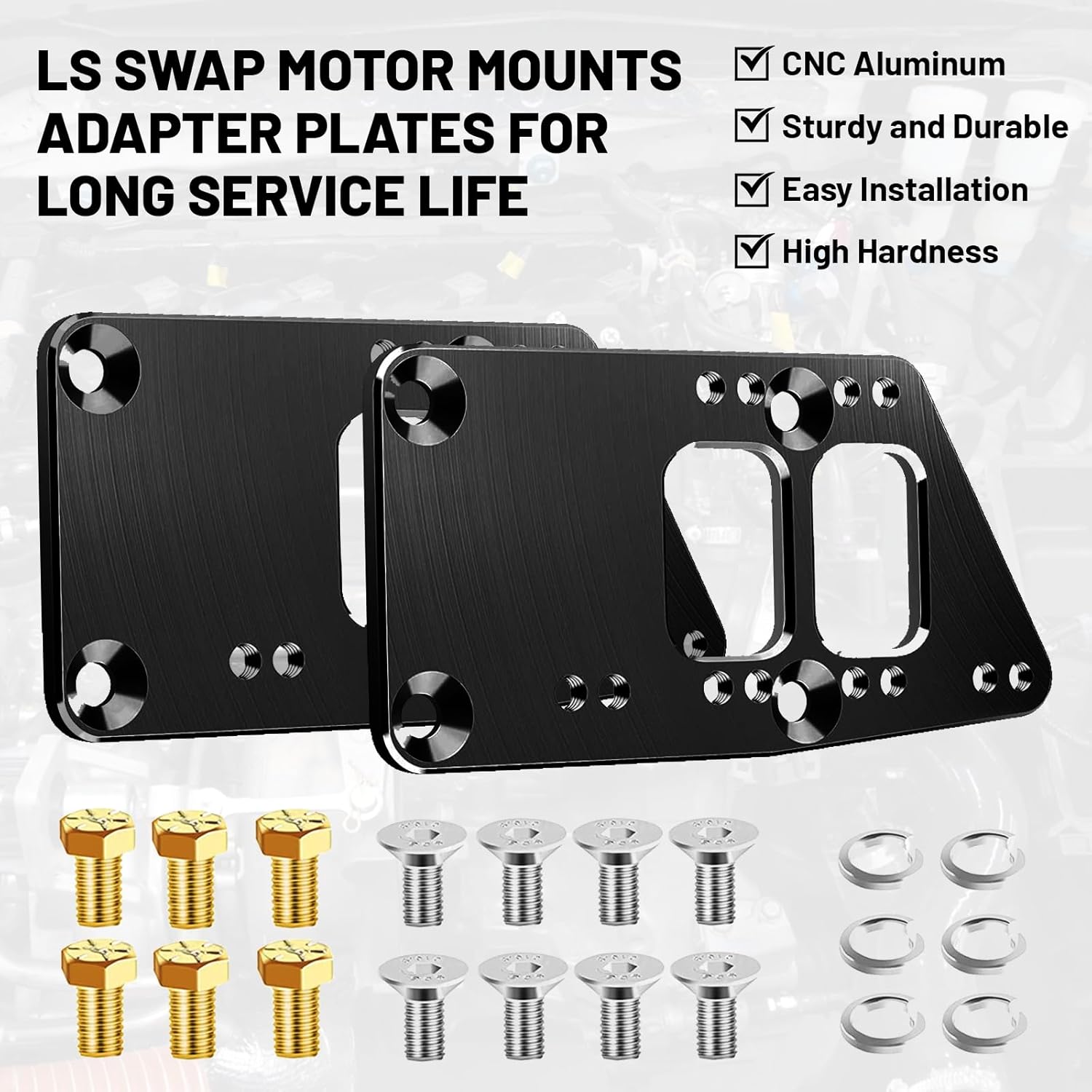 for LS Swap Motor Mounts Adapter Plates - for SBC Vehicle to LS Engine Adjustable Universal LS Conversion Swap Bracket Small Block for LS1 LS3 LS2 LQ4 LQ9 LS6 L92 L99 L33 LR4