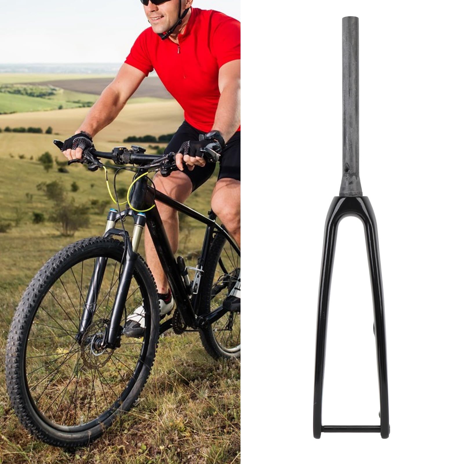 Vorderradgabel, 3K T800 Fahrradgabel, Leichte Vibrationsdämpfung, Einstellbare Rückprallgeschwindigkeit, mit Flacher Scheibenbremse, für Rennrad, 100 X 12 Mm Steckachse, 45 Mm