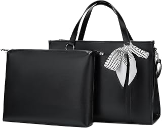 17 Inch Laptop Bag for Women, Black Laptop Tote Bag for Women Work, Laptop Briefcase for Women, Work Bags for Women
