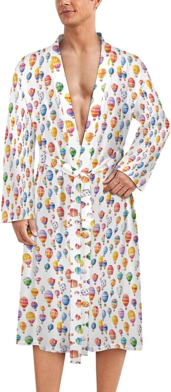 Colorful Hot Air Ballons Mens Robe Long Bathrobe for Women Bath Robes Lightweight Soft Printed Sleepwear