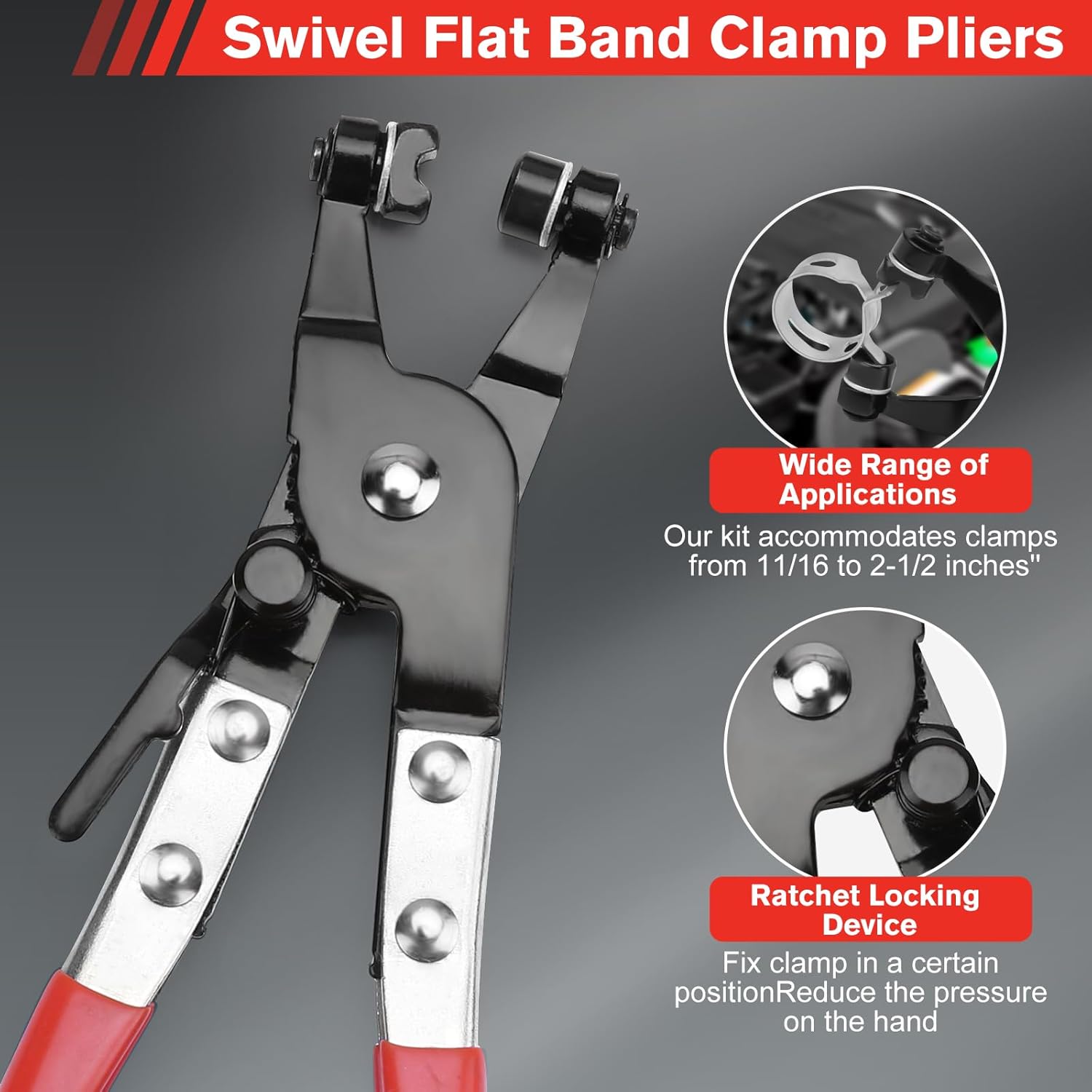 5pcs Hose Clamp Pliers，Wire Long Reach Hose Clamp Tool Set Fuel Oil Water Hose Auto Tools