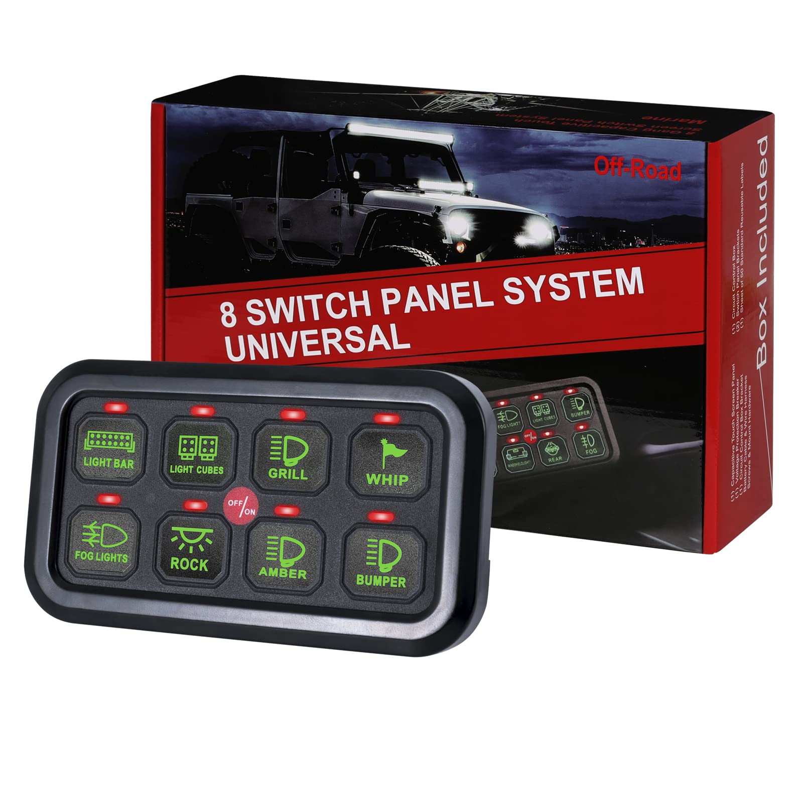 YCHOWTECH 8 Gang Switch Panel, Electronic Relay System Circuit Control Box Waterproof Universal