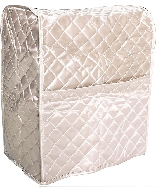 LIAMTU Stand Mixer Cover Large Size Dust-proof Satin Sheen Fabric Fits All Tilt Head & Bowl Lift Models for KitchenAid, Sunbeam, Cuisinart, Hamilton Beach Mixers (shiny cream)