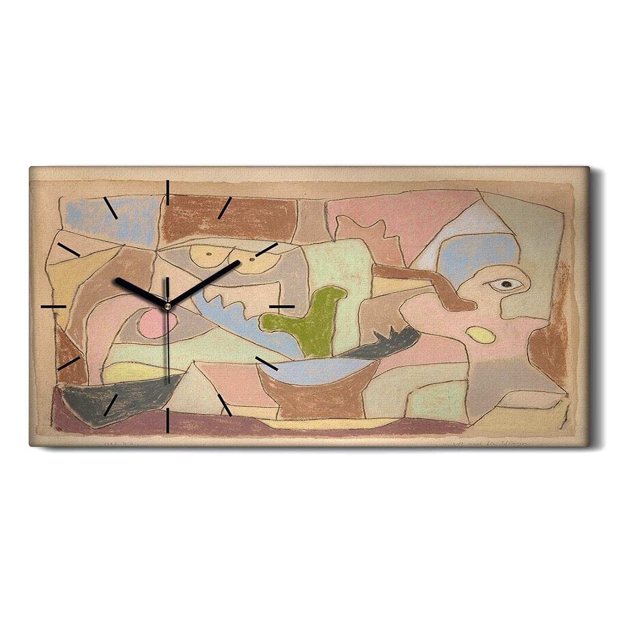 Horloge sur Toile de Qualité Art Mural Raffiné Mains Noires pour Salon Chic