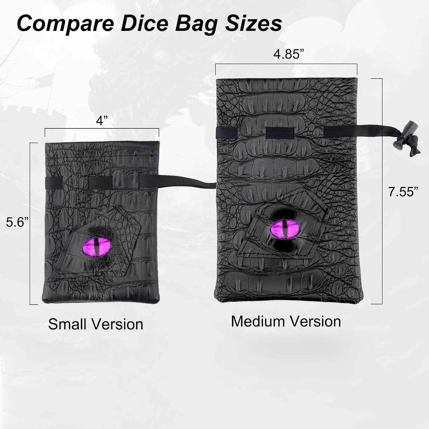 Haxtec Dragon Dice Bag, PU Leather Pouch with 3D Glass Dragon Eye image 3