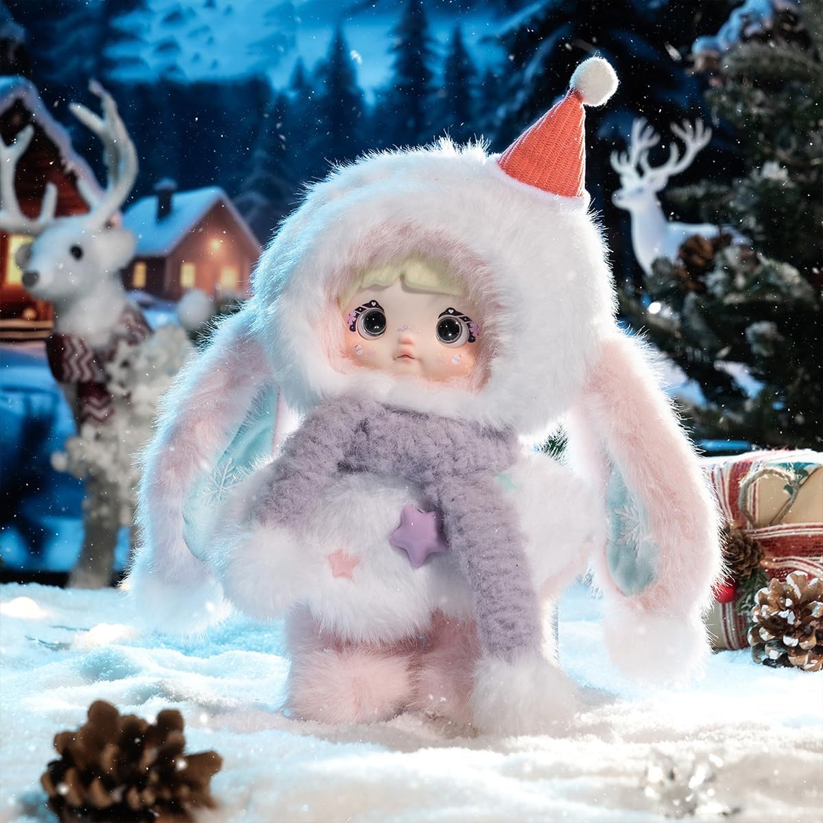 Aven Rabbit Nommi Magical Christmas Eve Series Blind Box Action Figures Cute Random Toys Birthday Gift Christmas Collectible Toy for Desktop Ornaments, 1PC
