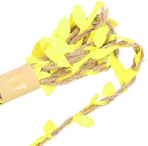 Miniatura 9 de PATIKIL Cinta de hoja de arpillera de 6.6 pies y 0.197 in, paquete de 2 cuerdas trenzadas de yute natural con hojas artificiales para decoración de