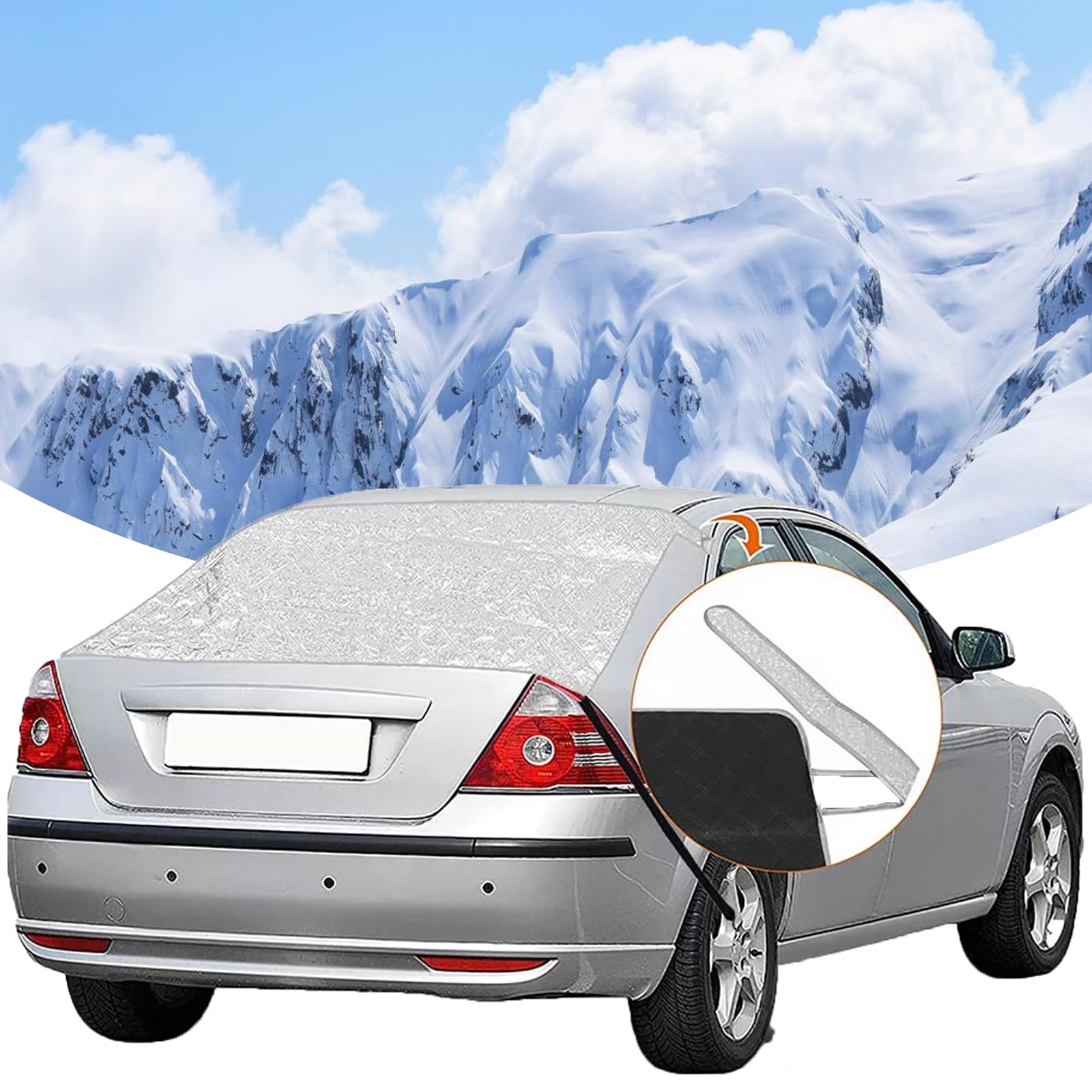 Copertura per lunotto posteriore auto, 140 x 80 cm, antivento, antigelo con 4 magneti, 2 elastici, copertura per lunotto posteriore universale per la maggior parte delle auto e dei SUV