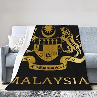 Golden Malaysia Malaysian Flag Logo Throw Blanket Super Soft Anti-Pilling Flannel Lightweight Blanket Gifts for for Couch/Chair/Sofa/Bed/Dorm/Bedroom/Office/Home 40"X30"