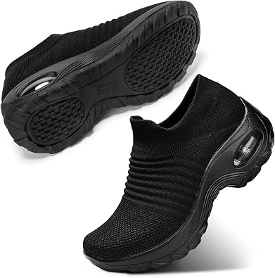 STQ Walking Shoes Women Slip on Sneakers Comfortable Ladies Work Nursing | Arch Support & Cushion Sock Shoes for Daily Wear, Lightweight Breathable Mesh for Jogging, Travel, Teacher & All-Day