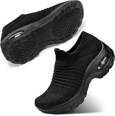 Women's Slip-On Walking Shoes with Arch Support and Non-Slip Sole