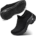 STQ Walking Shoes Women Slip on Sneakers Non Slip Work Arch Support Tennis Plantar Fasciitis Orthopedic Breathable Mesh Comfortable Ladies Nursing