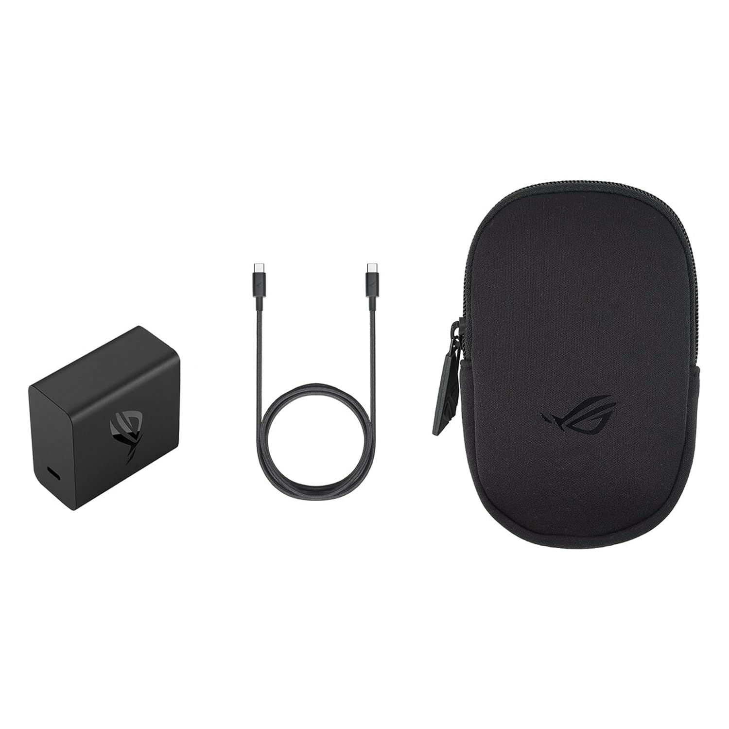 Адаптер ASUS ROG 65W USB-C 1.2 м; HyperCharge, швидкий зарядний пристрій для мобільного телефону, USB-C, із сумкою ROG, чорний