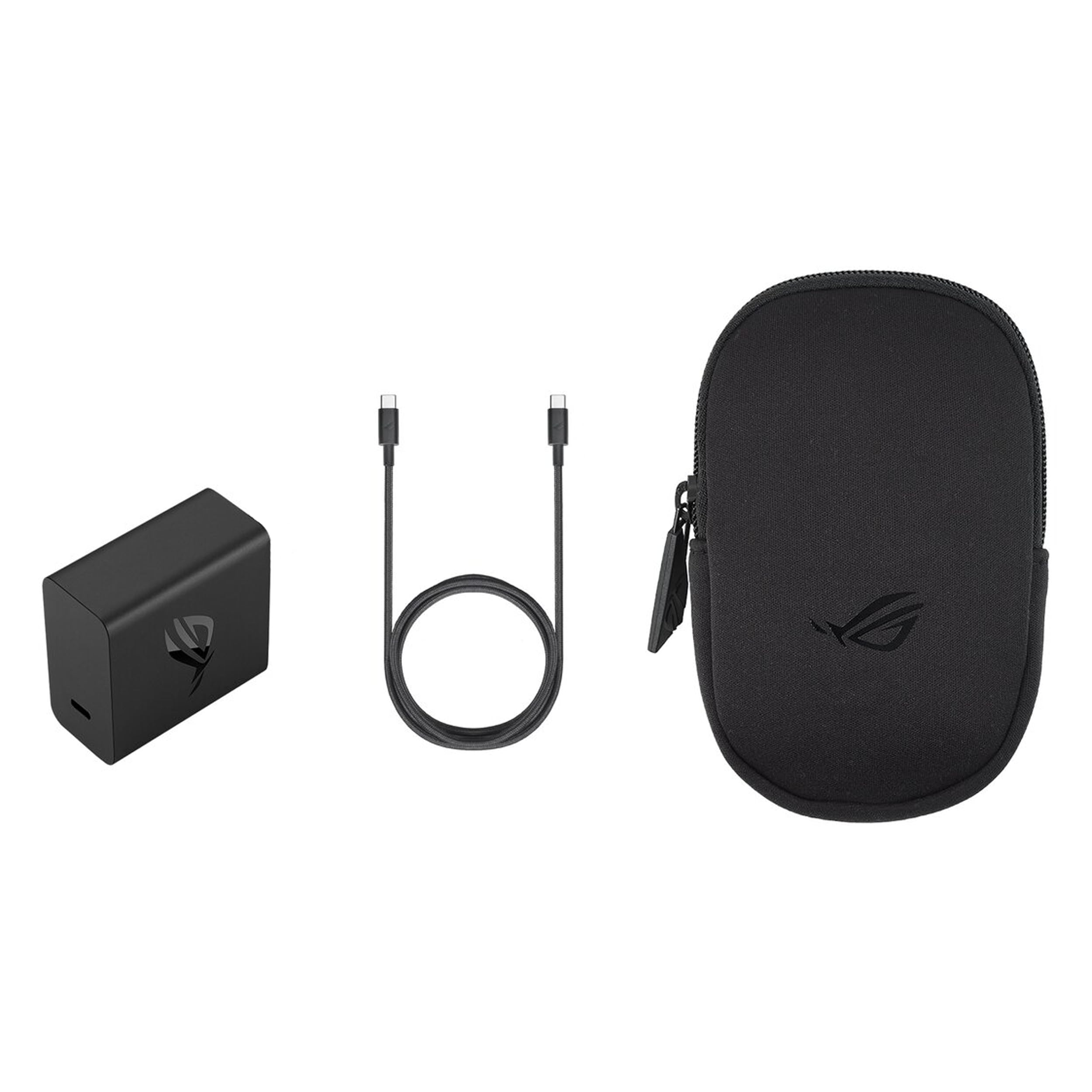 ASUS ROG Adaptador de 65 W y 1,2 m USB-C; Hypercharge, Cargador de teléfono móvil con función de Carga rápida, USB-C, Incluye Funda de Transporte ROG, Color Negro