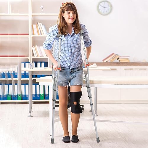 Miniatura 6 de LUCKYERMORE 1 par de muletas para antebrazo, muletas universales con altura ajustable y puños giratorios, muletas antideslizantes de aluminio para