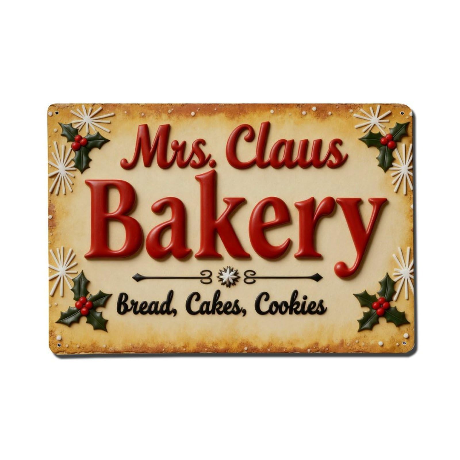Christmas Bakery Sign Pattern Metal Tin Sign Plaque