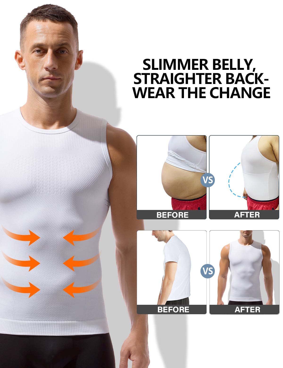 Casey Kevin Canotte Compressione Uomo Maglia, Contenitiva Snellente Shapewear Maglietta Intima Sportivo Fitness Canottiera