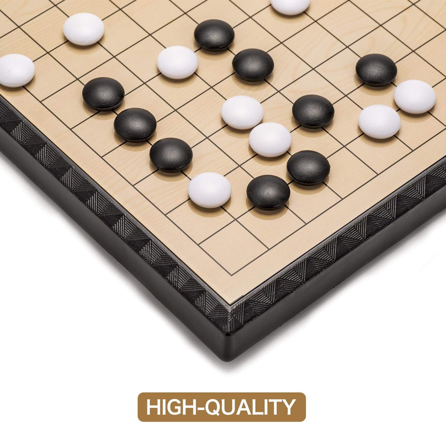 AMEROUS 11 Inches Magnetic Go Game Set (19 x 19), Travel Foldable Board Game Set with Magnetic Plastic Stones & Go Game Rules for Beginner, Kids, Adults （Weiqi）
