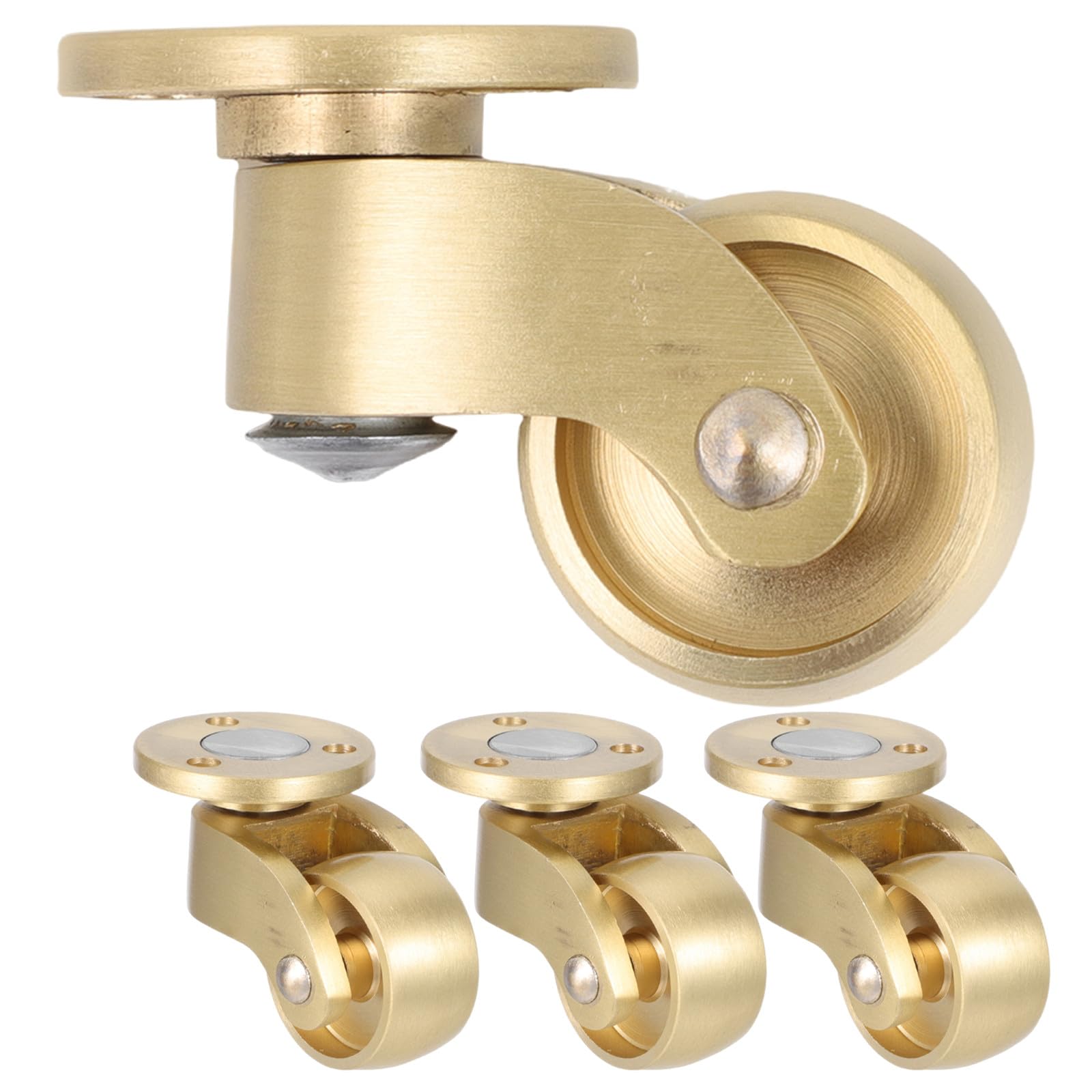 Operitacx 4 Stück Universal-Messingrollen, Möbelrollen, Schwerlast-Lenkrollen mit 360°-Drehung, Rollen für Couchtische, Stühle, Truhen, Kisten, Wagen und Schränke (Durchmesser: 25 mm)