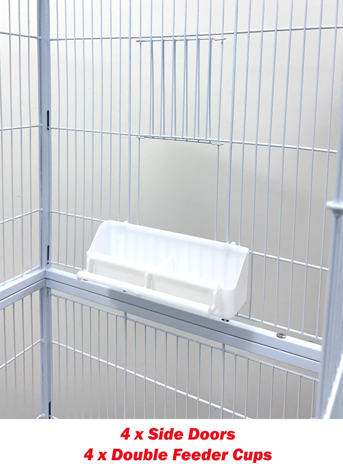 Extra Large Sturdy Wrought Iron Breeding Flights Canary Parakeet Cockatiel African Grey Lovebird Finches Parrot Home Cage Double Large Front Doors 4 Side Doors Bottom Storage Shelf On Lockable Wheels