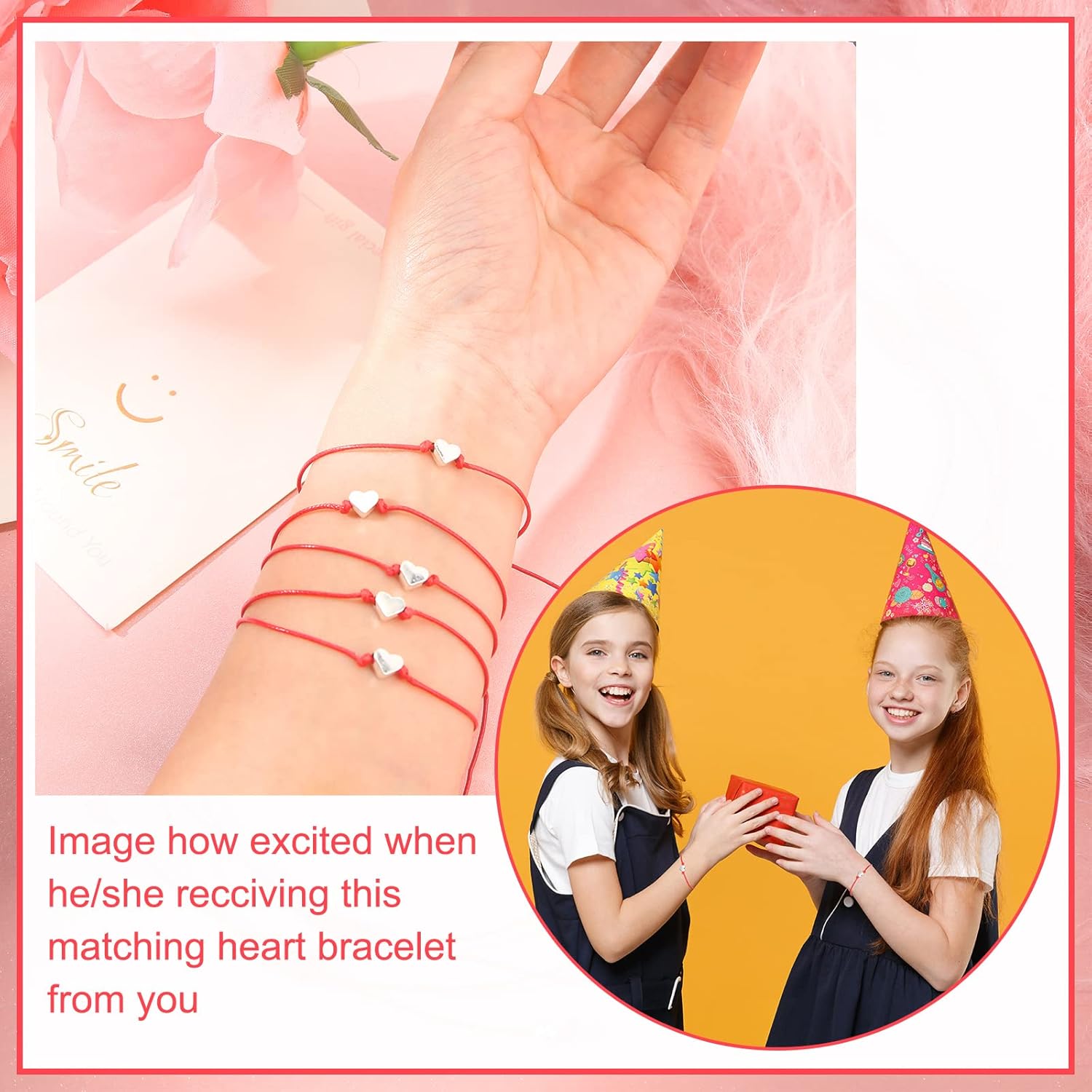 Cunno Friendship Bracelets Bulk Red Bracelets String Adjustable Heart Handmade Wax Rope Handmade Braided Matching for Women Men Jewelry - Image 5