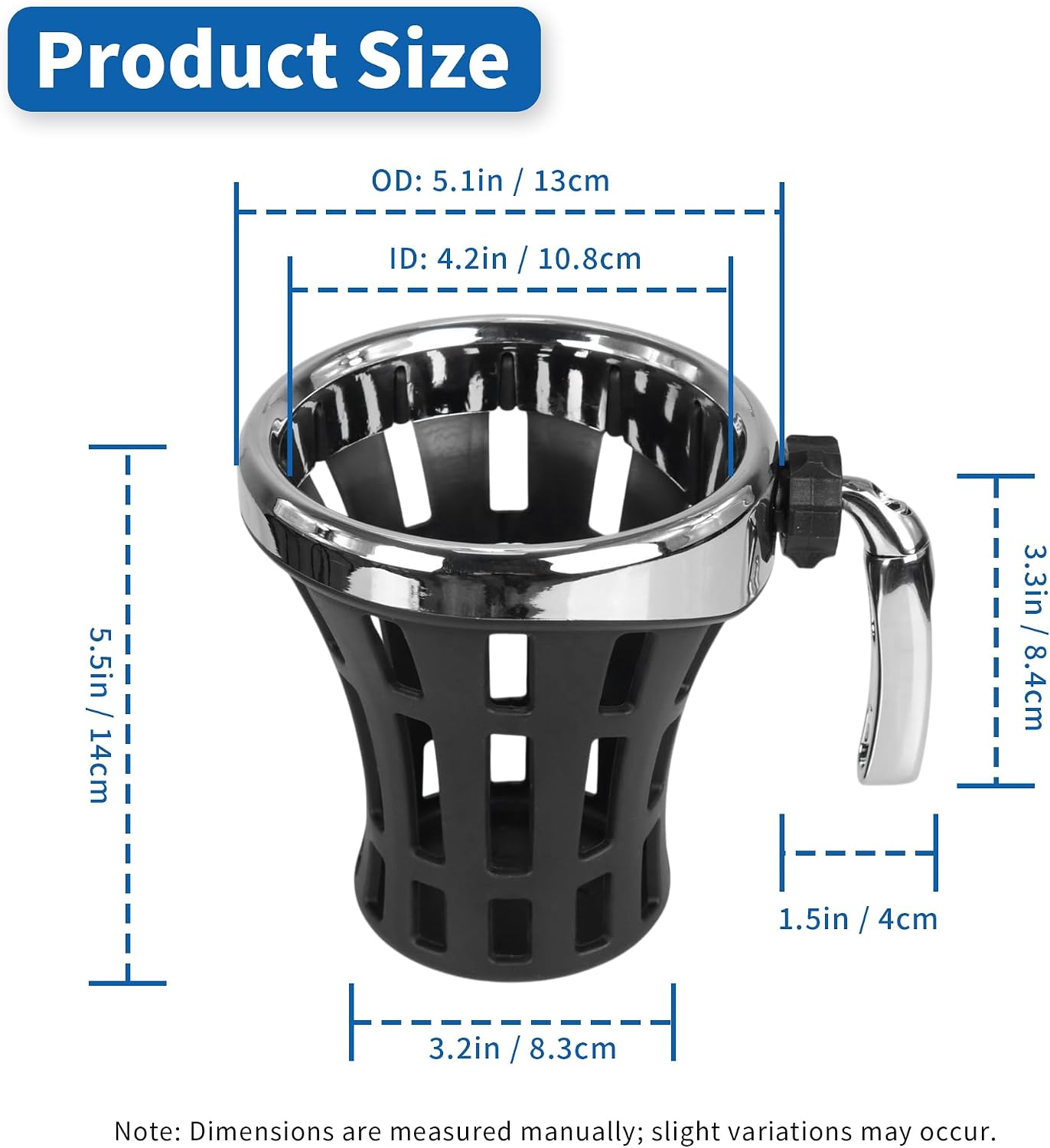 Motorcycle Cup Holder Water Bottle Holder for Harley & Honda GL1800, Chrome