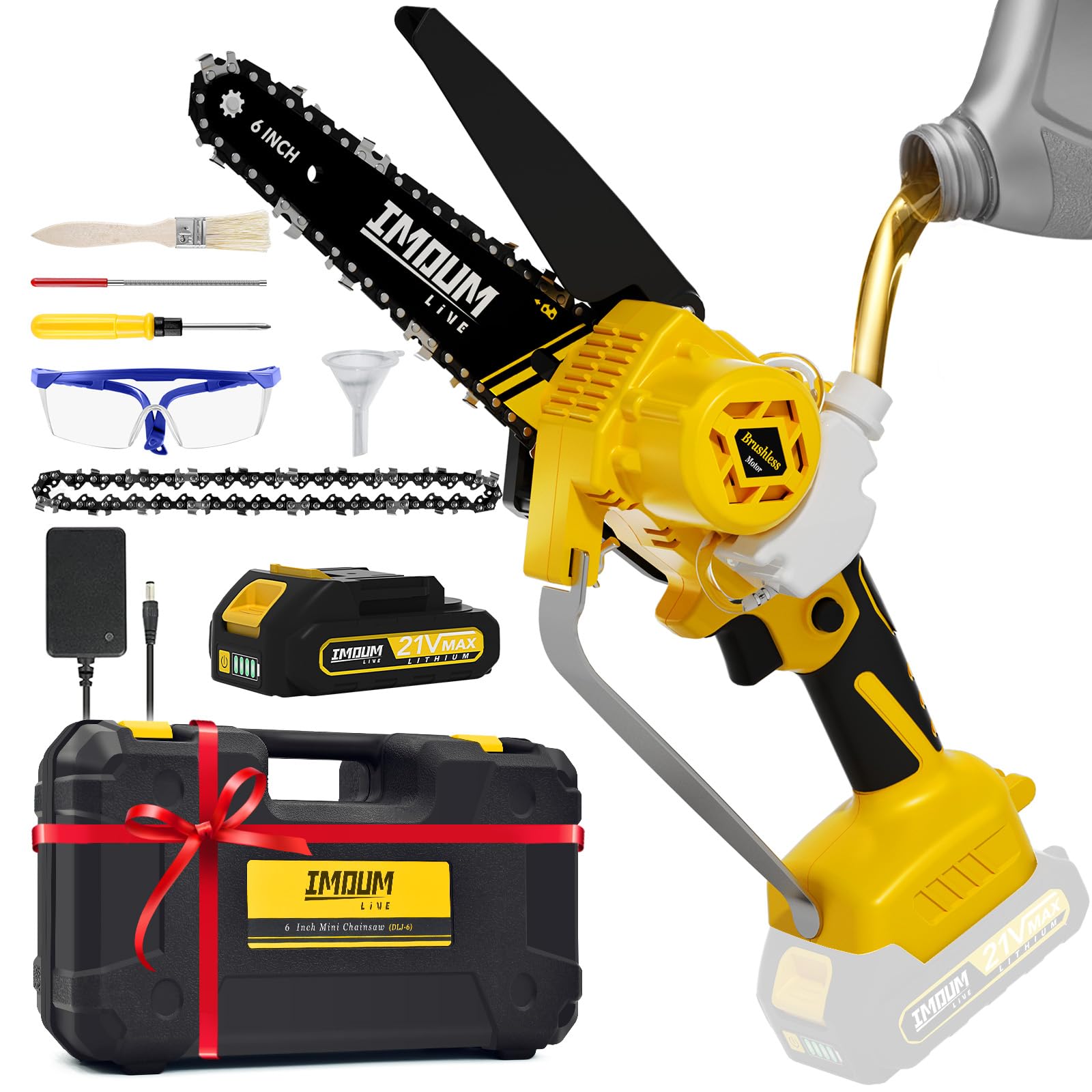 IMOUMLIVE チェーンソー 充電式 電動チェンソー 6インチ Amazon.com : Mini Chainsaw Cordless 6inch, Battery Powered Pruning