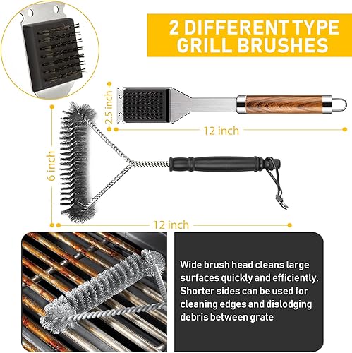 Miniatura 7 de 34 piezas de accesorios de parrilla para hombres, accesorios de barbacoa resistentes de 16 pulgadas, herramientas de parrilla de acero inoxidable