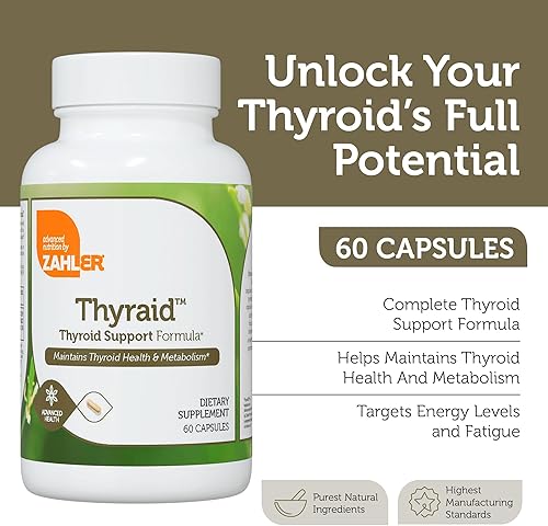 Miniatura 2 de zahler thyraide, tiroides Apoyo Suplemento con yodo y L-Tyrosine, ayuda a mantener la salud tiroides & metabolismo, Certified Kosher, 60 Cápsulas