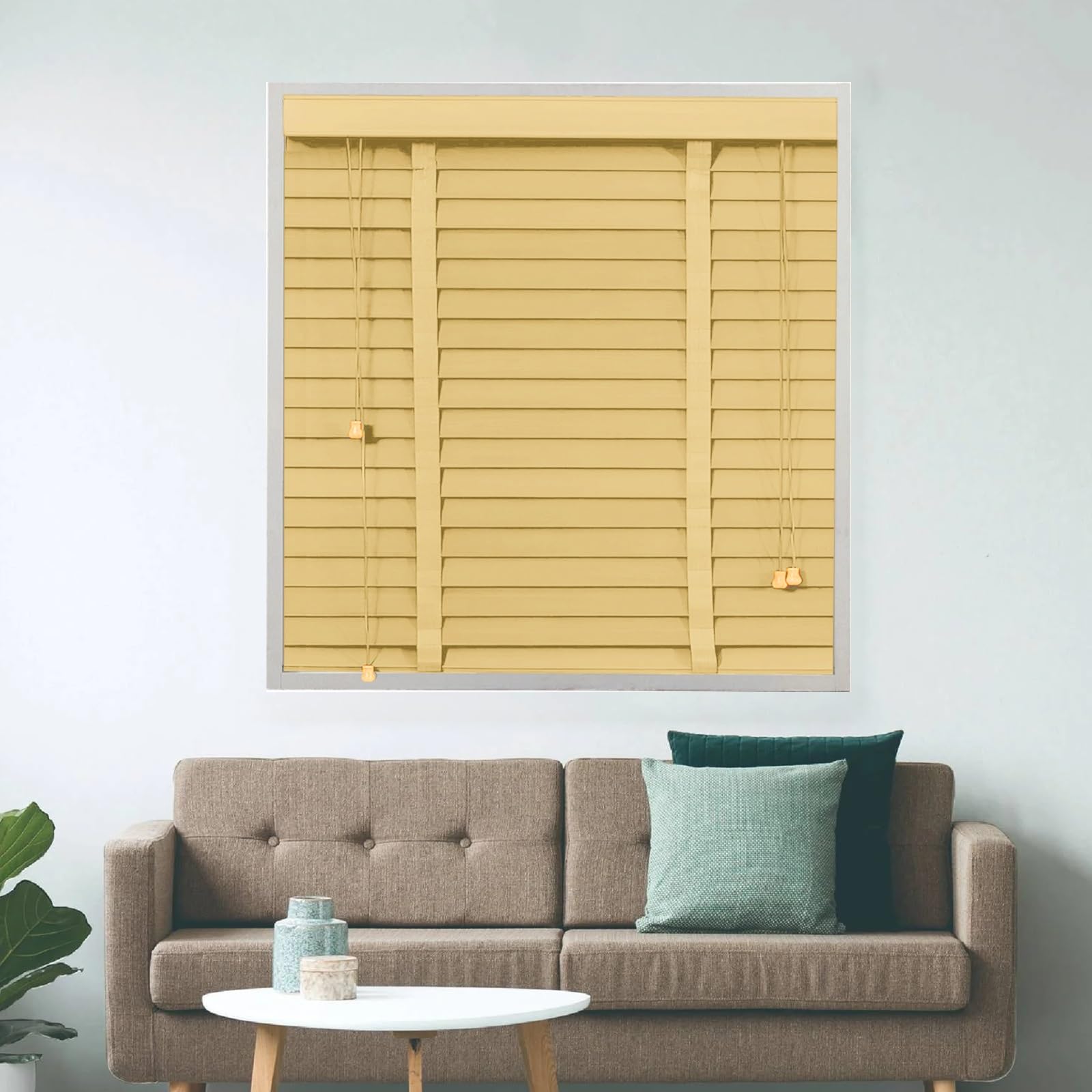 Persianas venecianas horizontales de madera maciza natural color crema para puertas 1