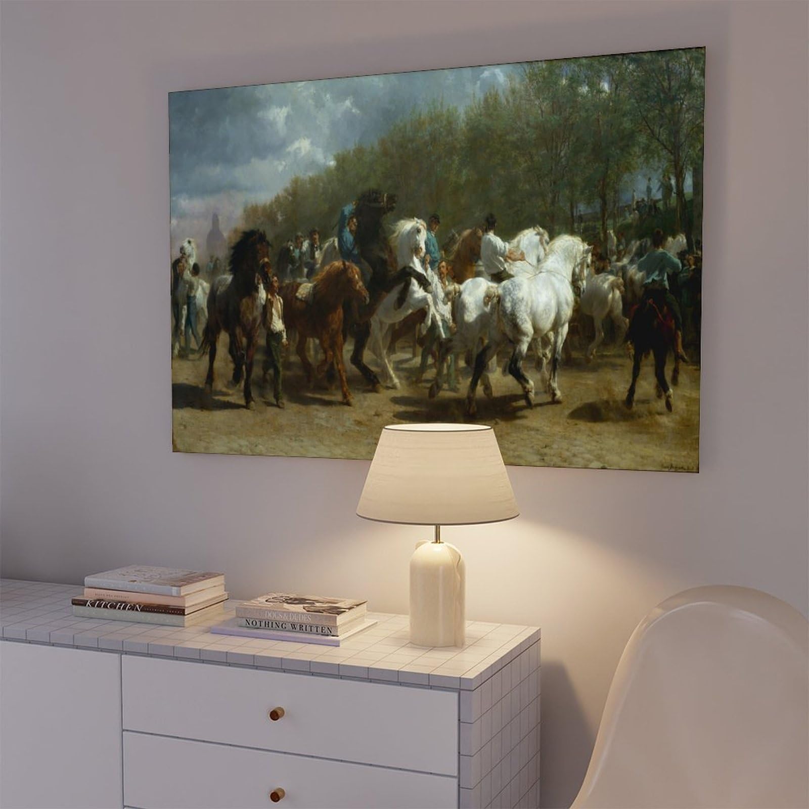 Le 100 Migliori Pitture del Mondo La Fiera dei Cavalli di Rosa Bonheur Poster per Camera da Letto Tela Decorativa per Sport Paesaggio Ufficio Decorazione per Stanza Regalo Cornice 40x60cm