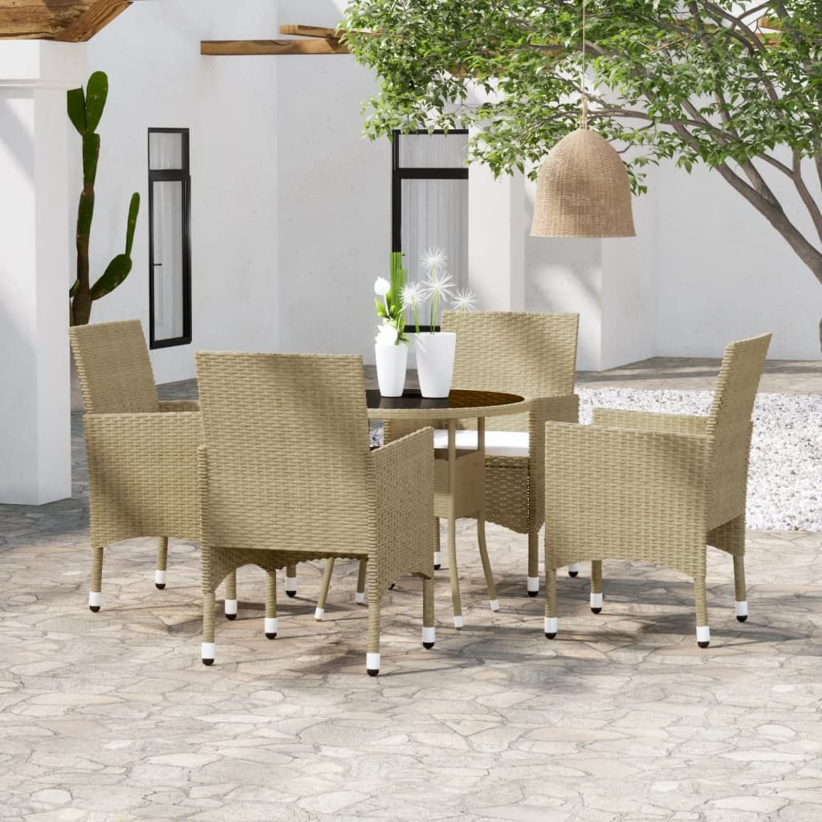 Meubles de jardin en polyrotin Homgoday Multistore 2002 beige